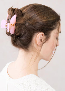 Fohufo A-Letter Hair Claw Clip in velvet bag