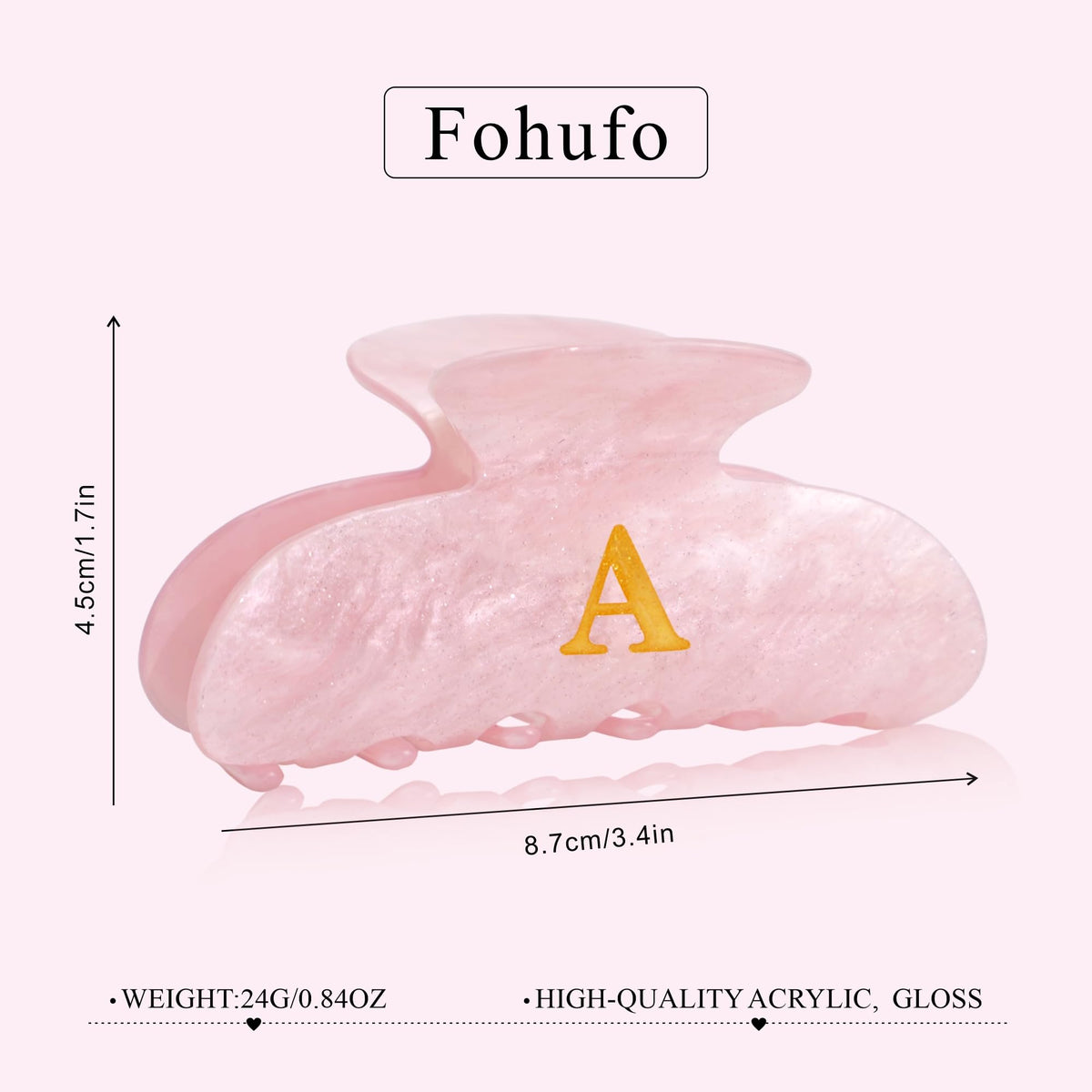 Fohufo A-Letter Hair Claw Clip on a styled hair
