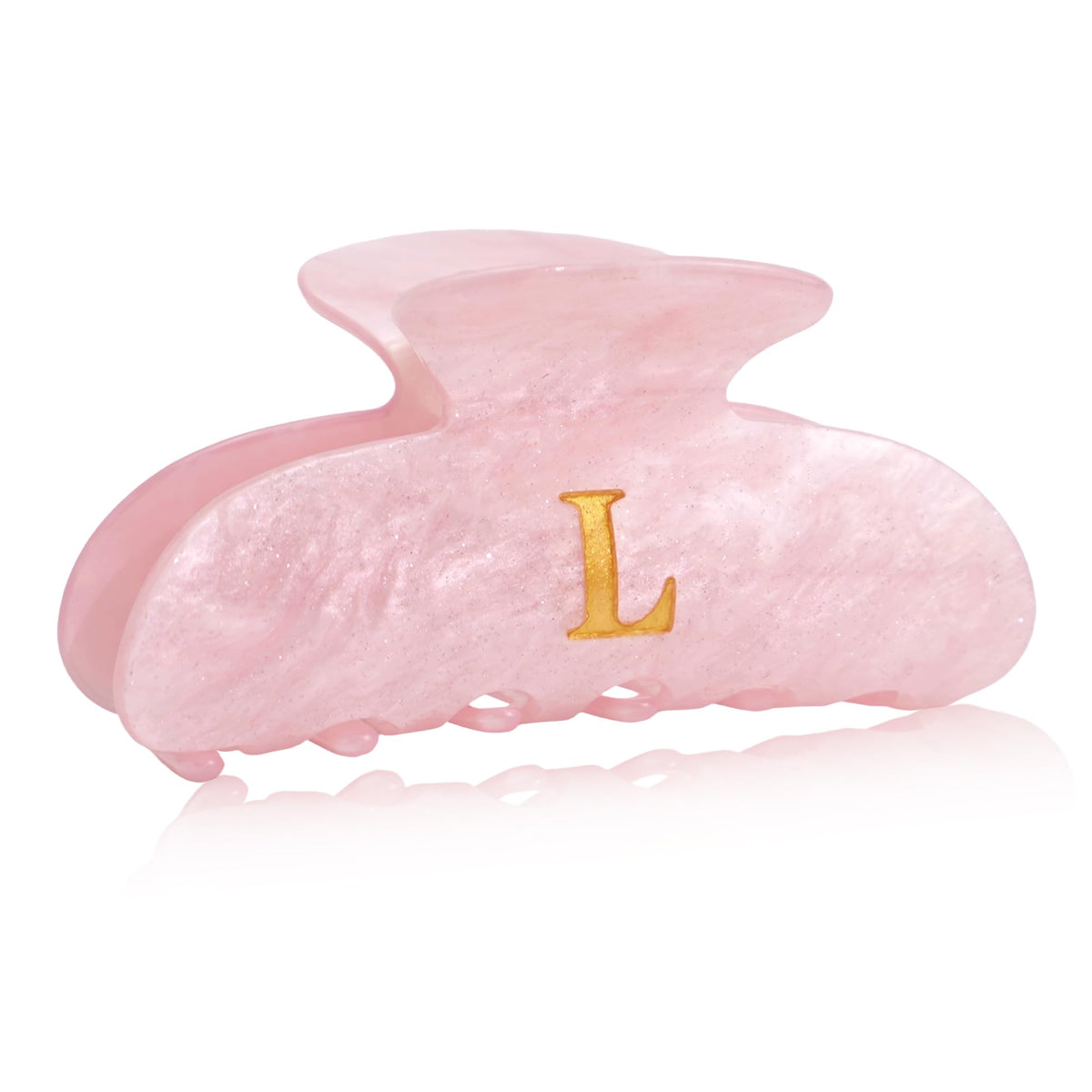 Fohufo Acrylic Letter Hair Clip in pink with monogram L design
