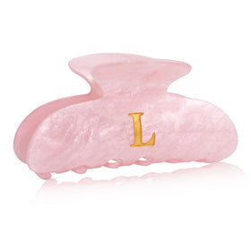 Fohufo Acrylic Letter Hair Clip in pink with monogram L design
