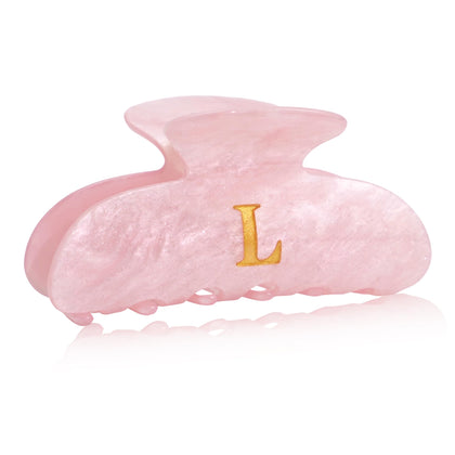 Fohufo Acrylic Letter Hair Clip in pink with monogram L design