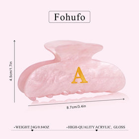 Fohufo Acrylic Letter Hair Clip in use with styled hair