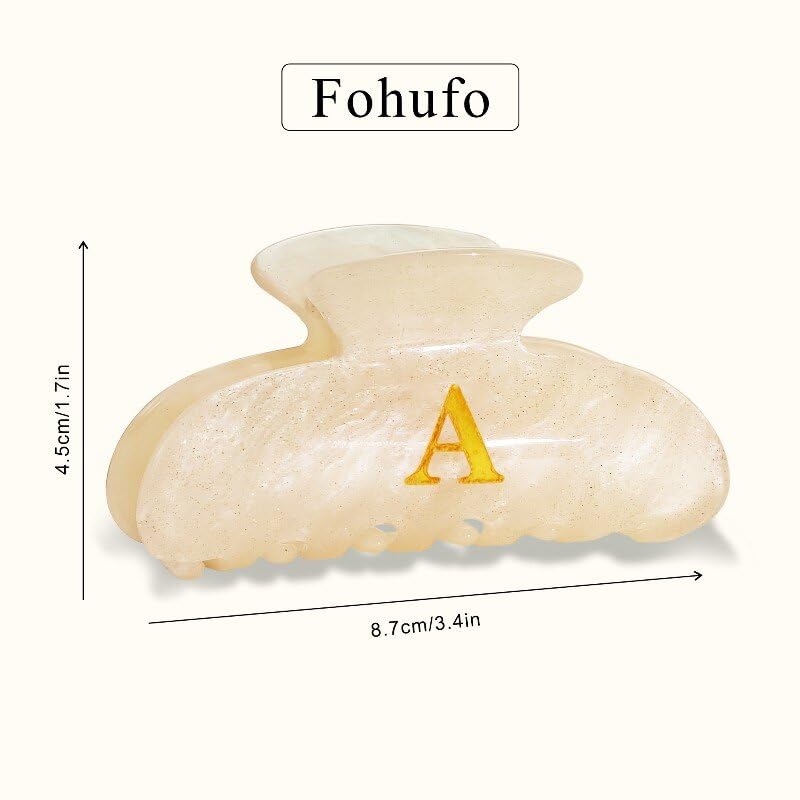 Fohufo Acrylic Letter Hair Clip N close-up of clip mechanism