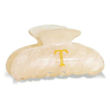 Fohufo Acrylic Letter Hair Clip T front view with monogram design