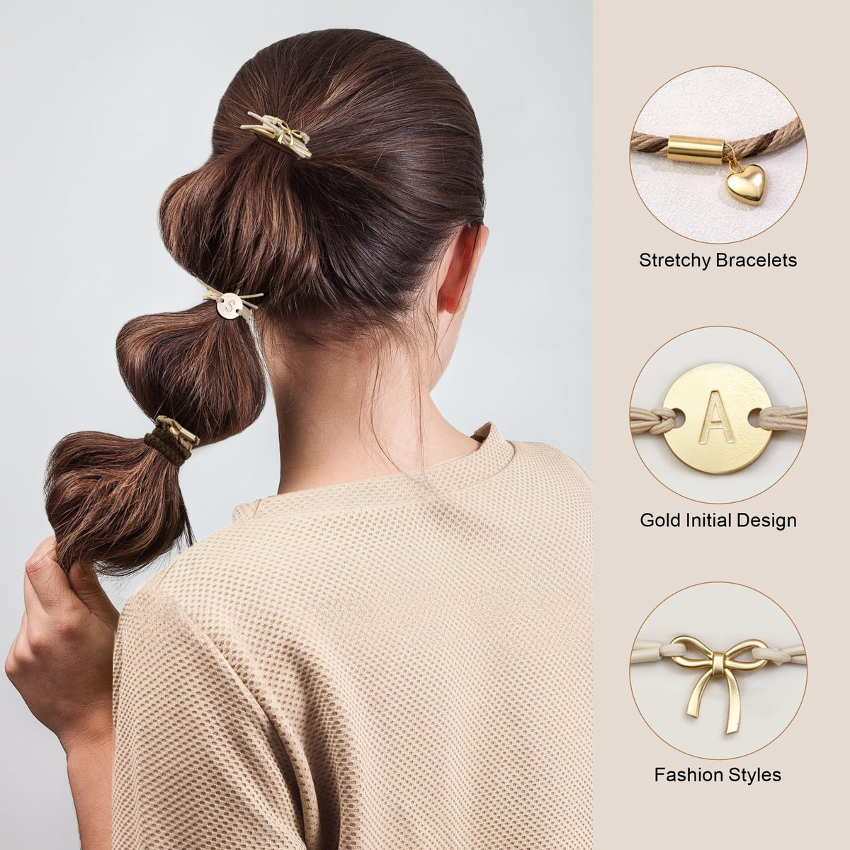 Fohufo hair ties displayed with a stylish outfit