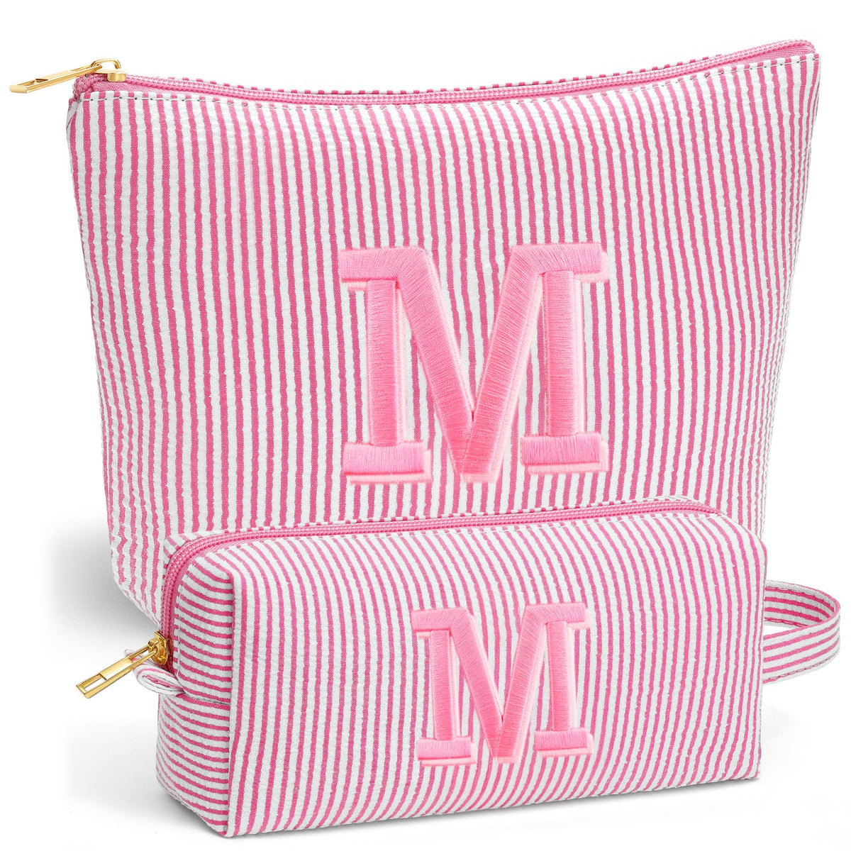 Fohufo Personalized Makeup Bag Set large bag in Light Pink