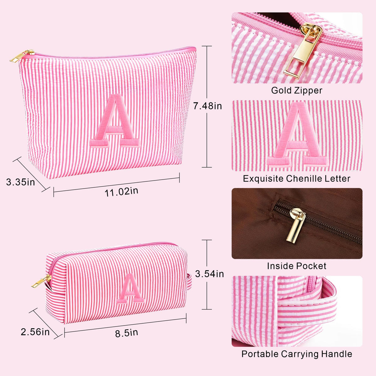 Fohufo Personalized Makeup Bag Set Sky Blue bag in suitcase