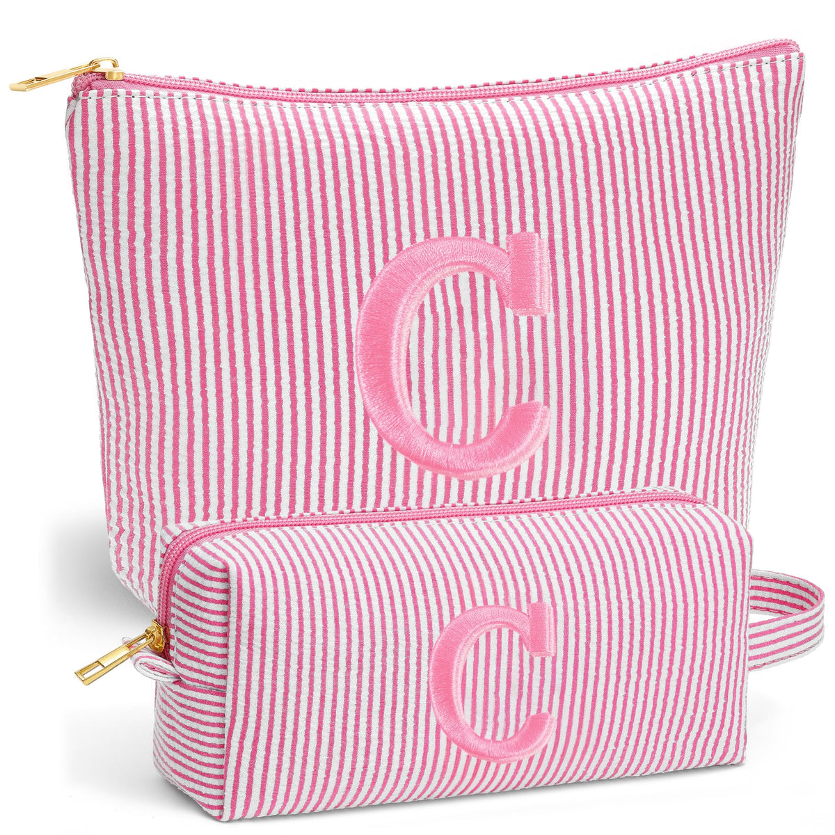 Fohufo Travel Makeup Bag Set in Light Pink front view
