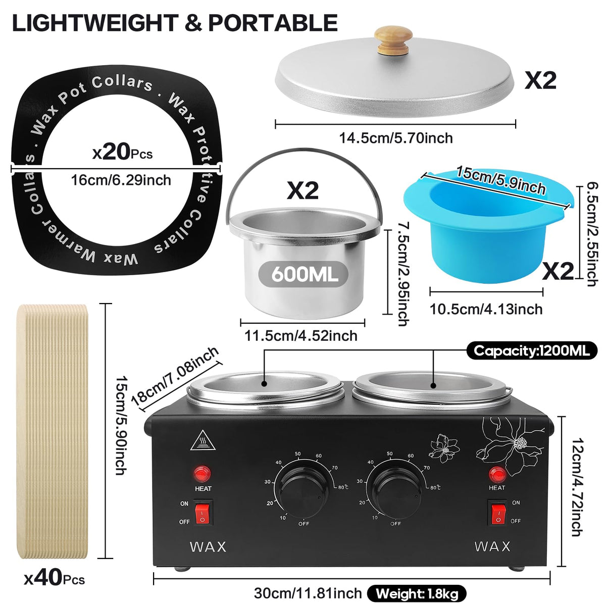folconroad Portable Wax Warmer showing temperature control settings