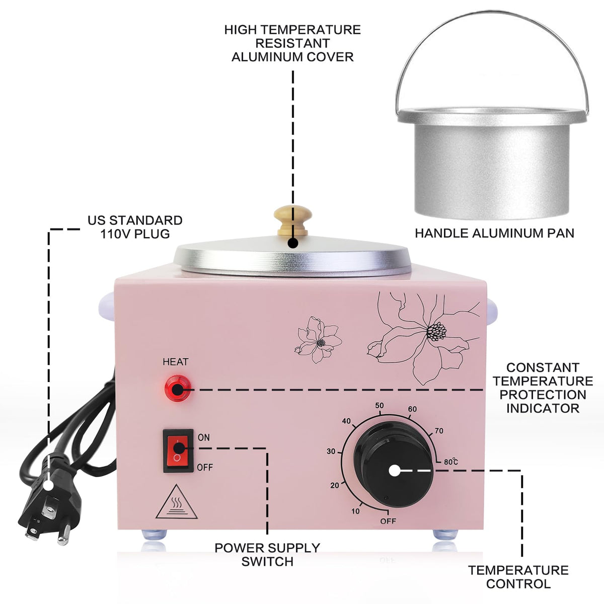 folconroad wax warmer showing adjustable temperature control
