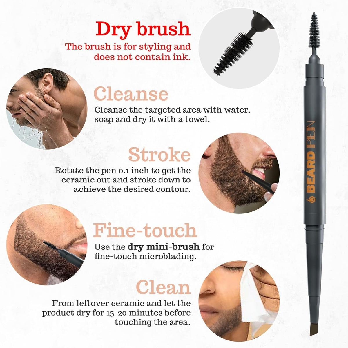 FOLLICLE support Beard Pen Filler in use on beard