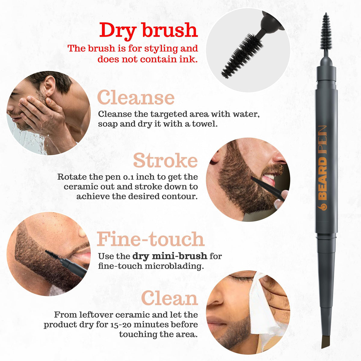 FOLLICLE support Beard Pen Filler Medium Brown close-up of tip