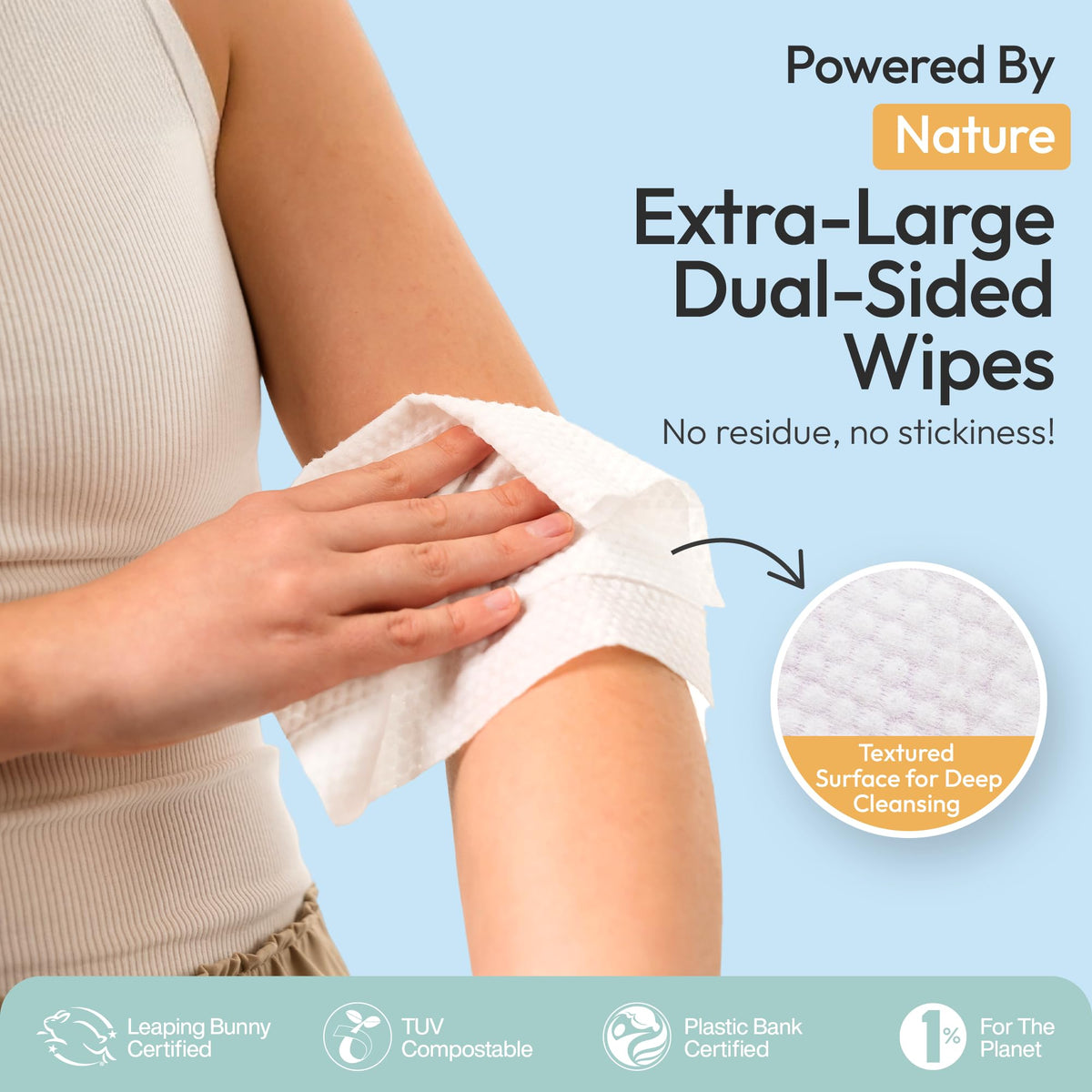 FOMIN Travel Deodorant Wipes displaying biodegradable feature
