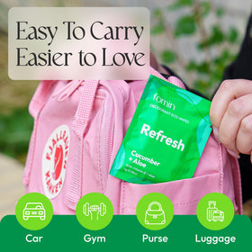 FOMIN Travel Deodorant Wipes in a gym bag for on-the-go freshness