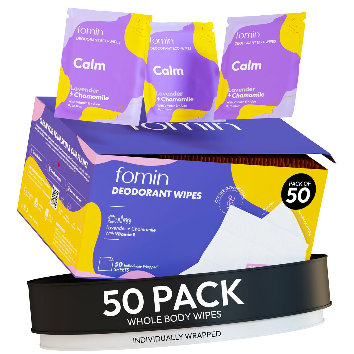FOMIN Travel Deodorant Wipes Lavender Chamomile front view