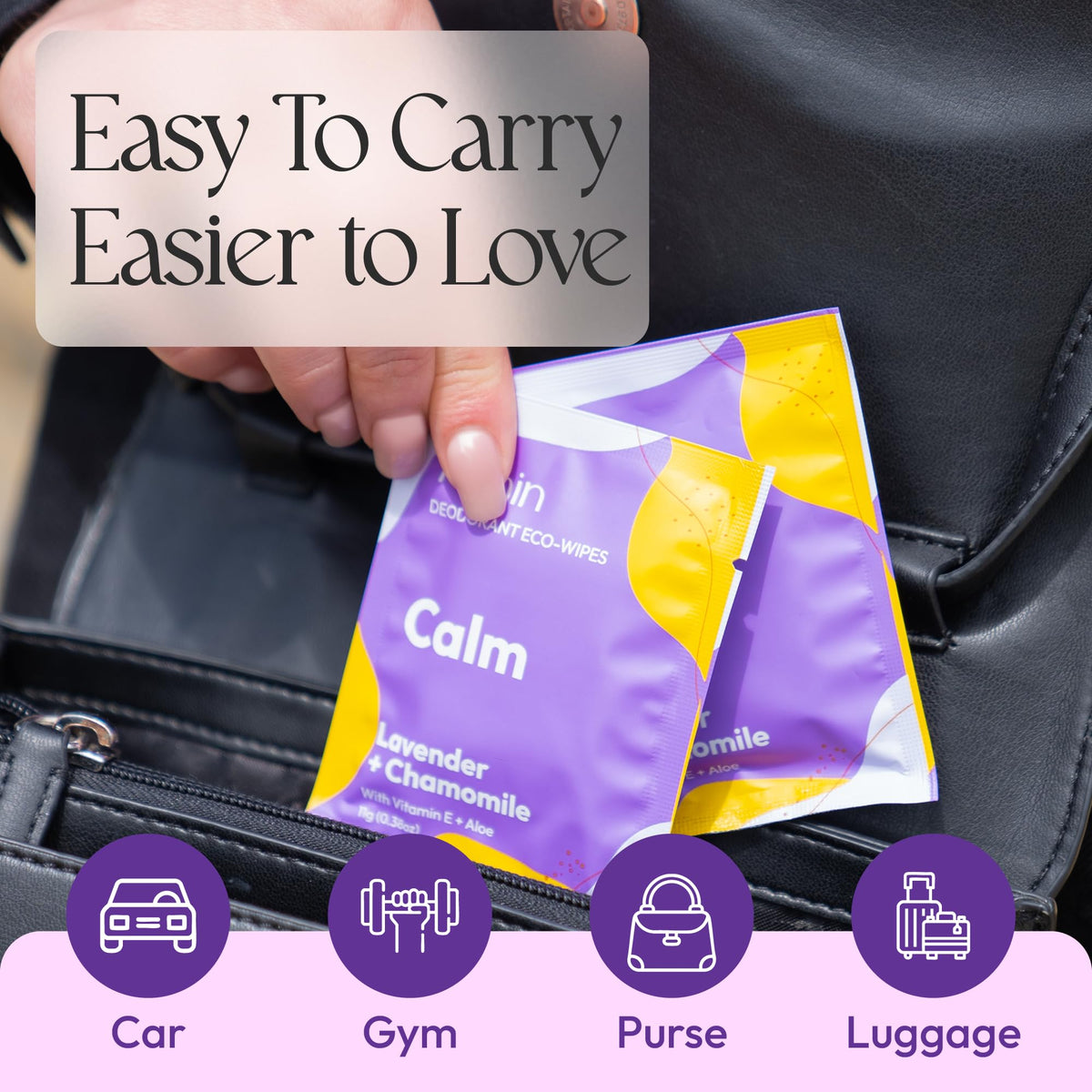 FOMIN Travel Deodorant Wipes Lavender Chamomile open wipe