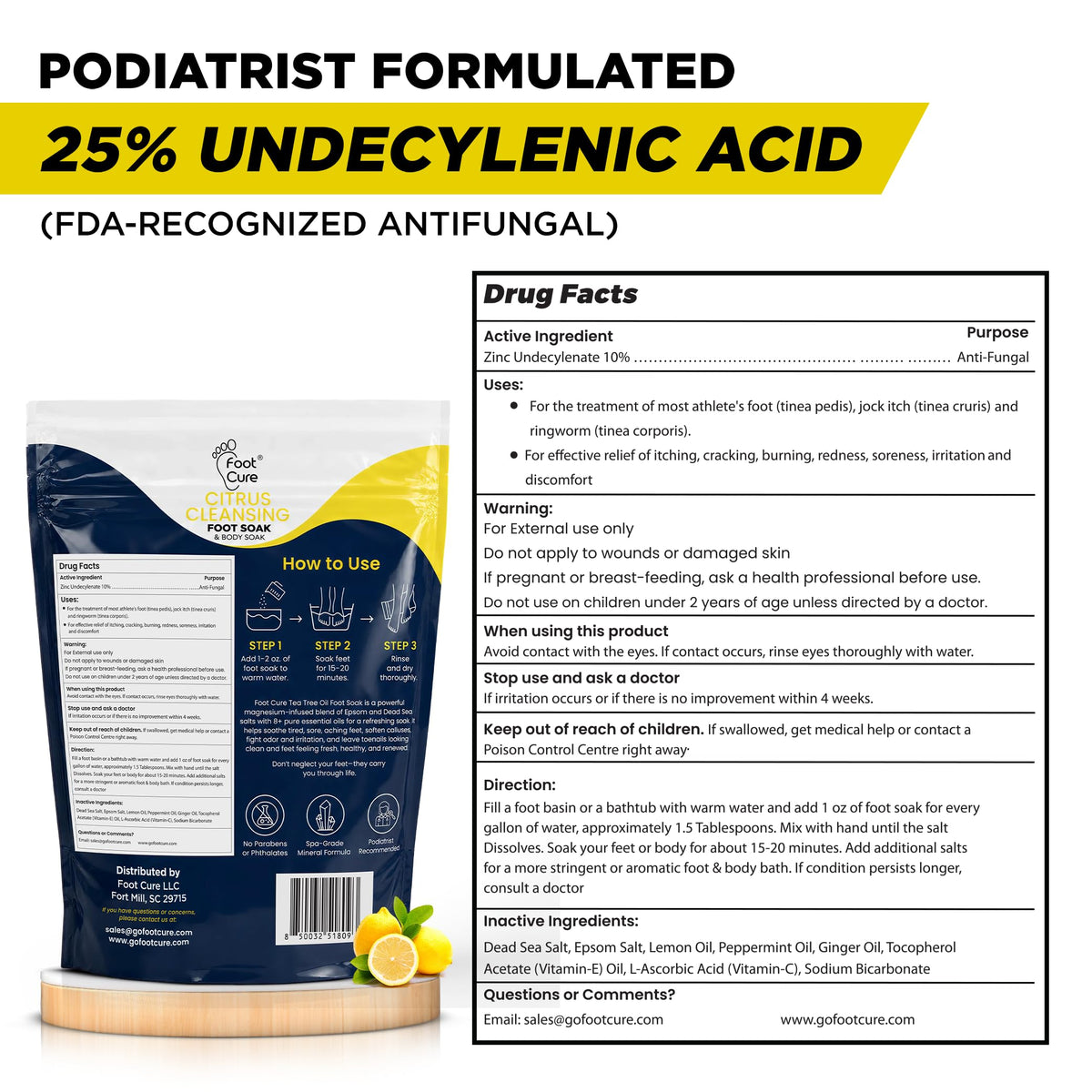 FOOT Citrus Detox Epsom Salt Foot Soak on a bathroom shelf