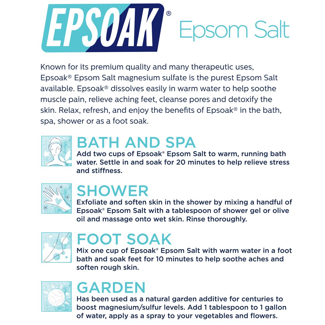 Foot soak using Epsoak Epsom Salt