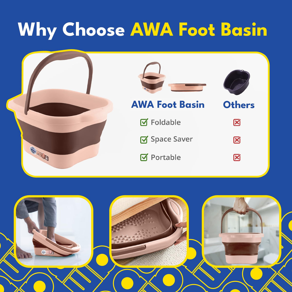 Foot soaking tub with warm water and foot soak solution