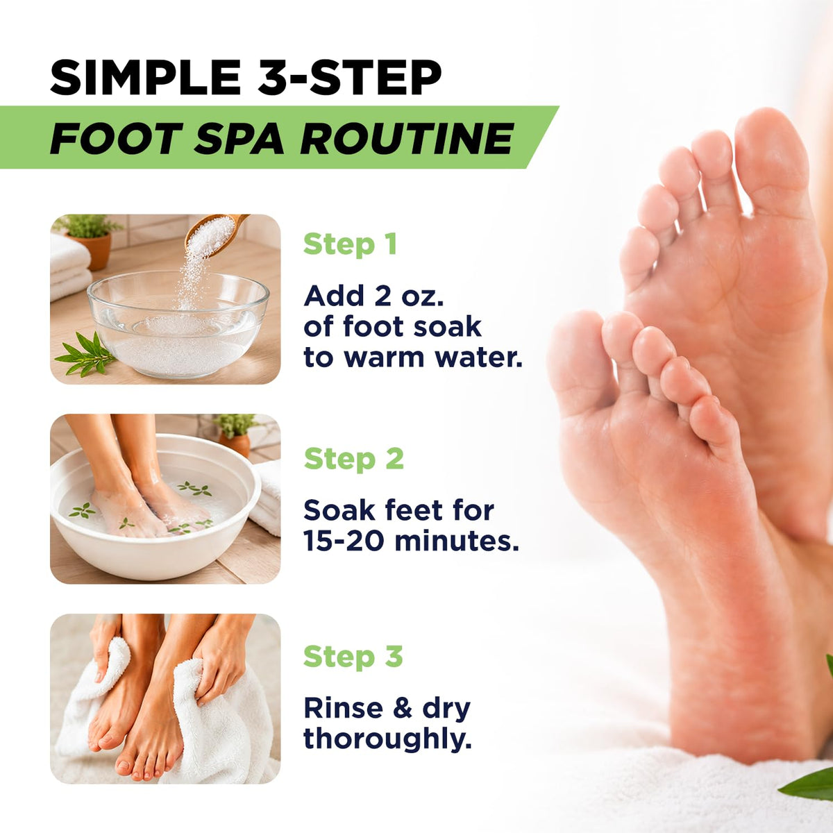 FOOT Tea Tree Oil Epsom Salt Foot Soak being poured into a foot bath
