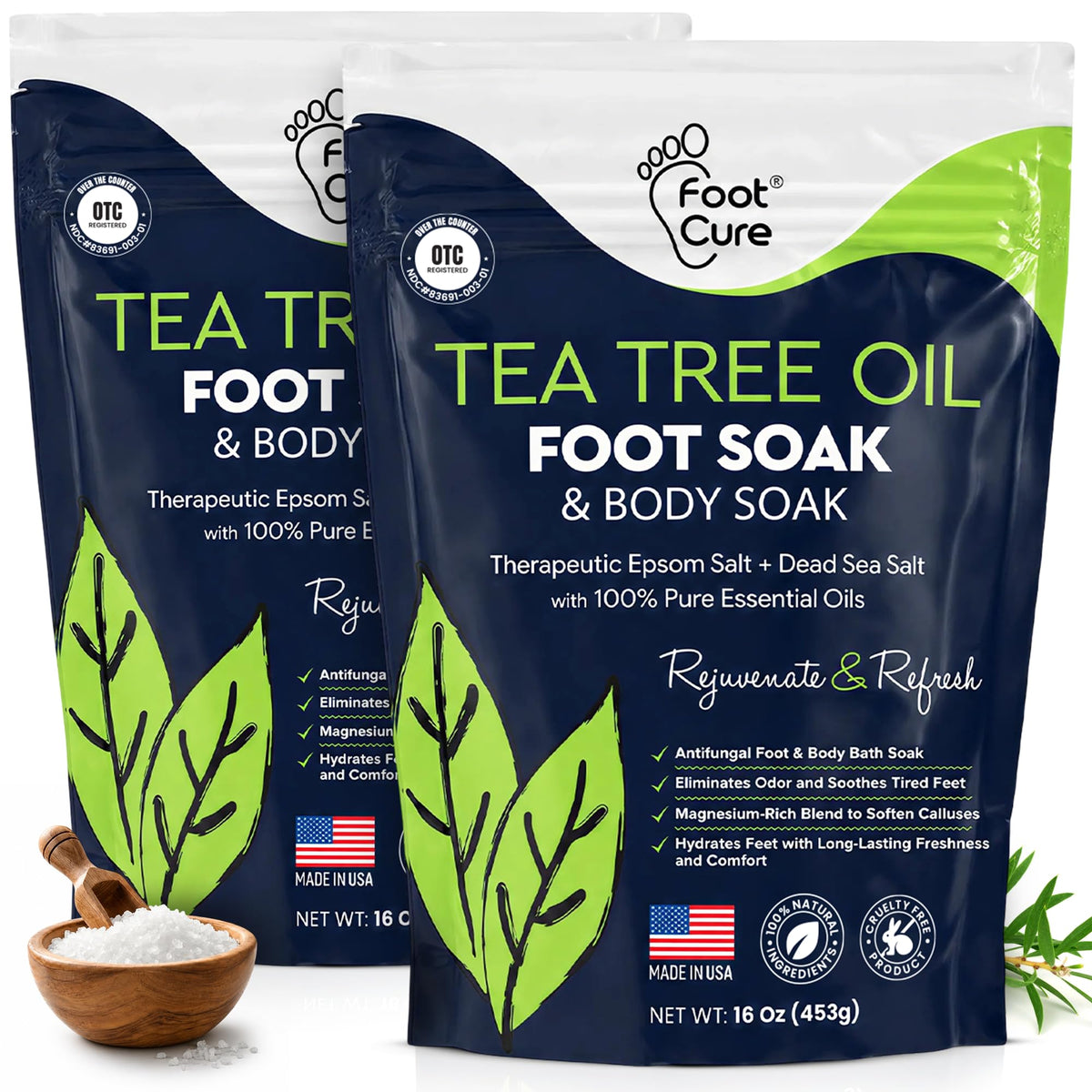 FOOT Tea Tree Oil Epsom Salt Foot Soak front view with packaging
