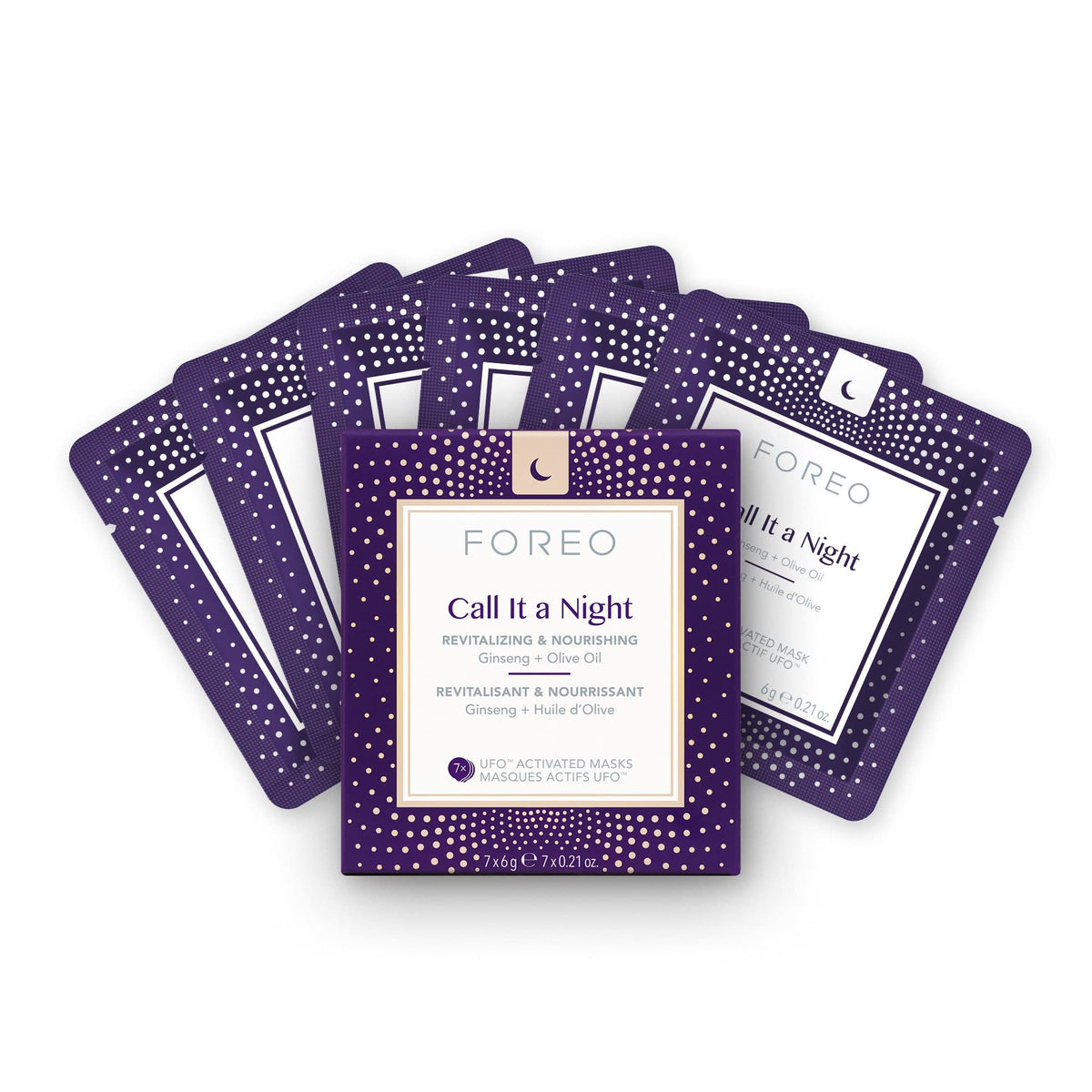 FOREO Call It A Night Revitalizing Mask front view packaging