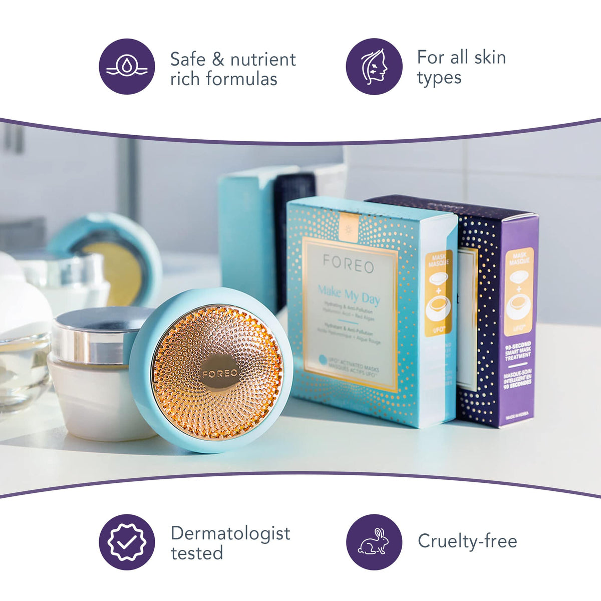 FOREO Call It A Night Revitalizing Mask in lifestyle setting