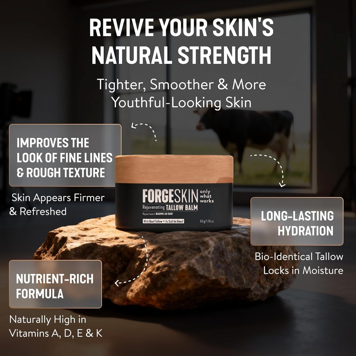 Forge Skin Beef Tallow Balm packaging details