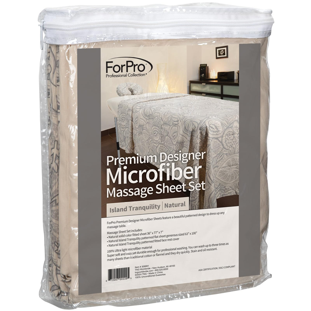 ForPro fitted face rest cover in natural color