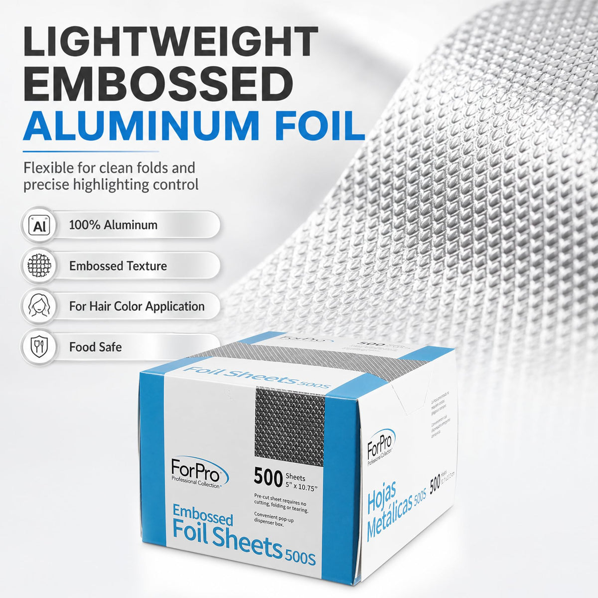 ForPro hair foil sheets showing pre-cut size and texture