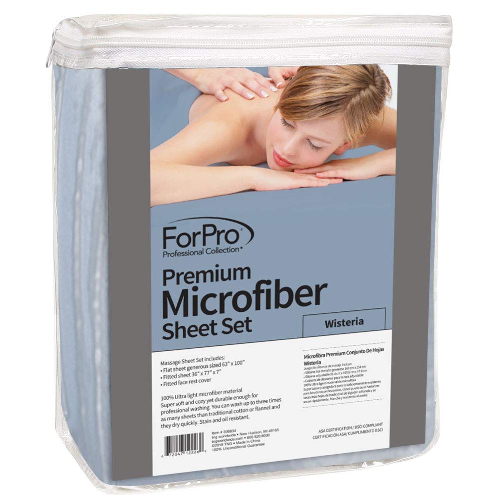 ForPro Microfiber fitted sheet for massage table, side view