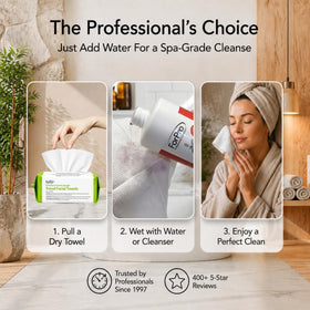 ForPro Travel Size Disposable Face Towels displayed on a bathroom counter