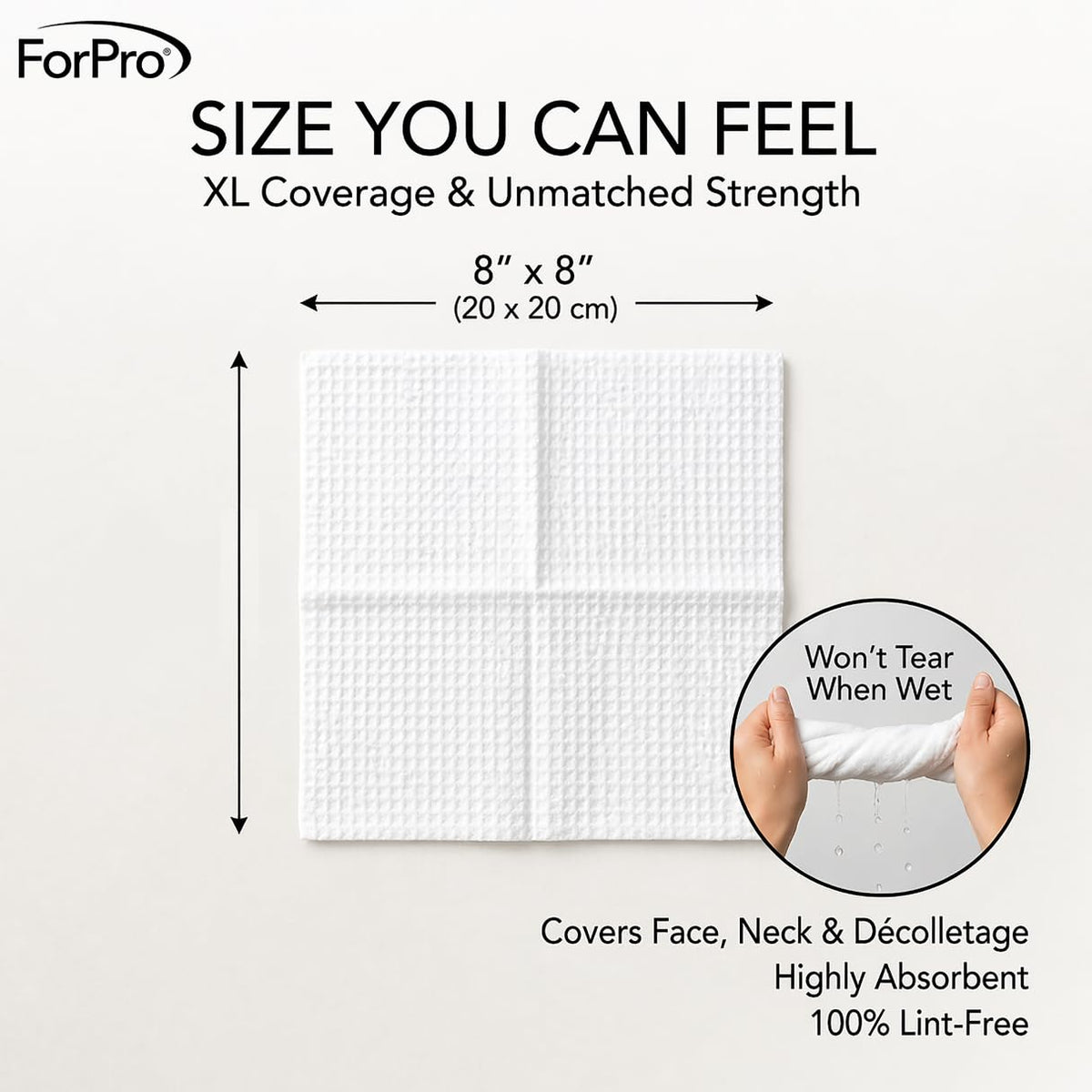 ForPro Travel Size Disposable Face Towels in use for makeup removal
