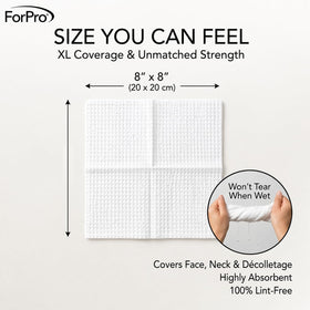ForPro Travel Size Disposable Face Towels in use for makeup removal