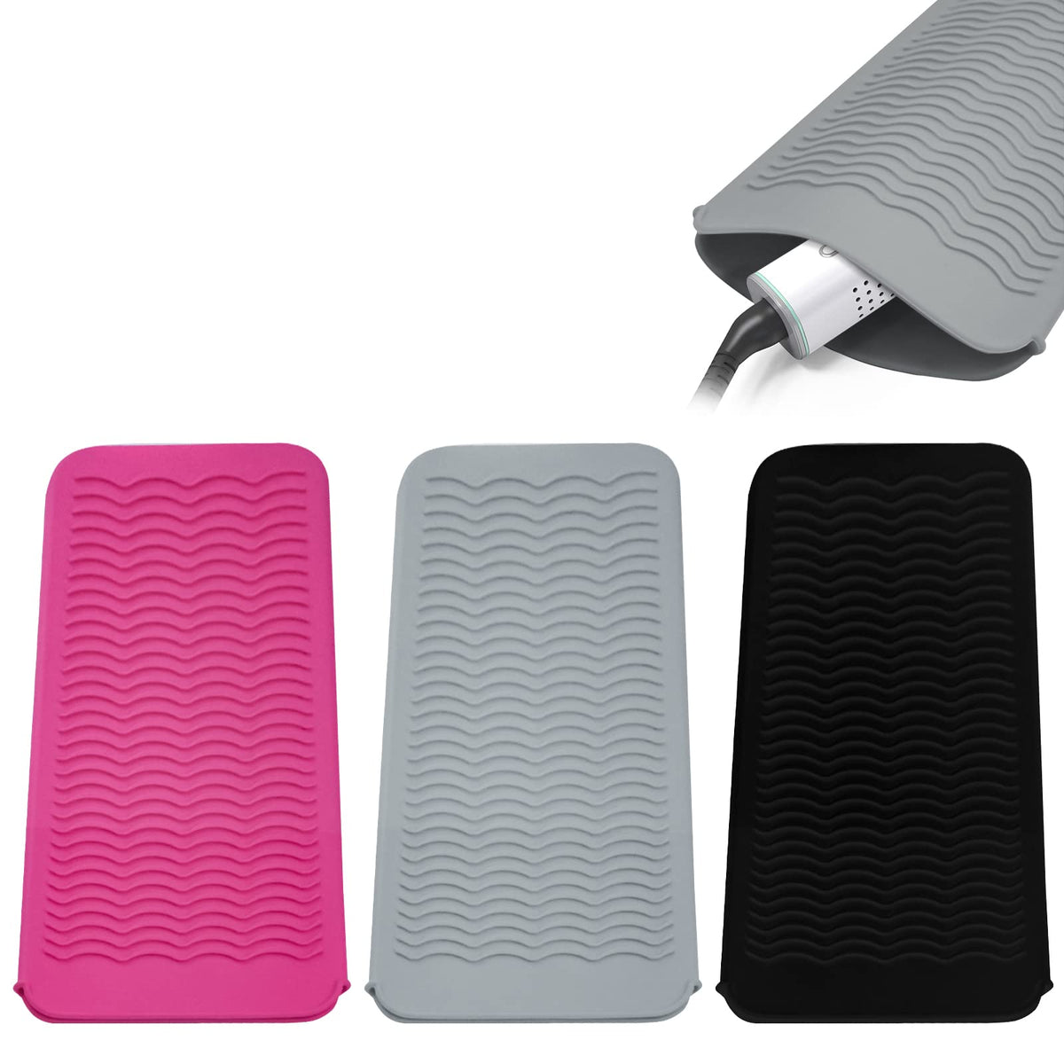 Fouews Silicone Heat Resistant Mat Pouch front view with wave texture