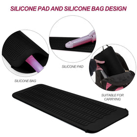 Fouews Silicone Heat Resistant Mat Pouch showing dual functionality as a mat and pouch