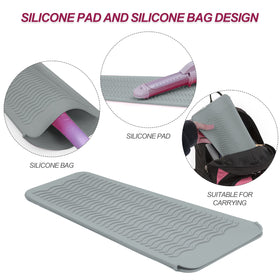 Fouews Silicone Heat Resistant Mat Pouch with hair tools inside