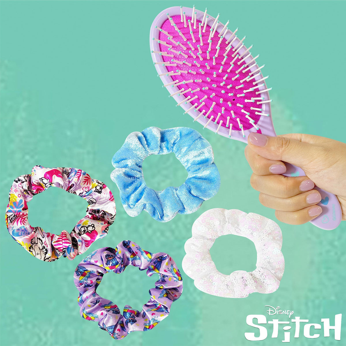 Four LUV HER silk feeling scrunchies in assorted colours