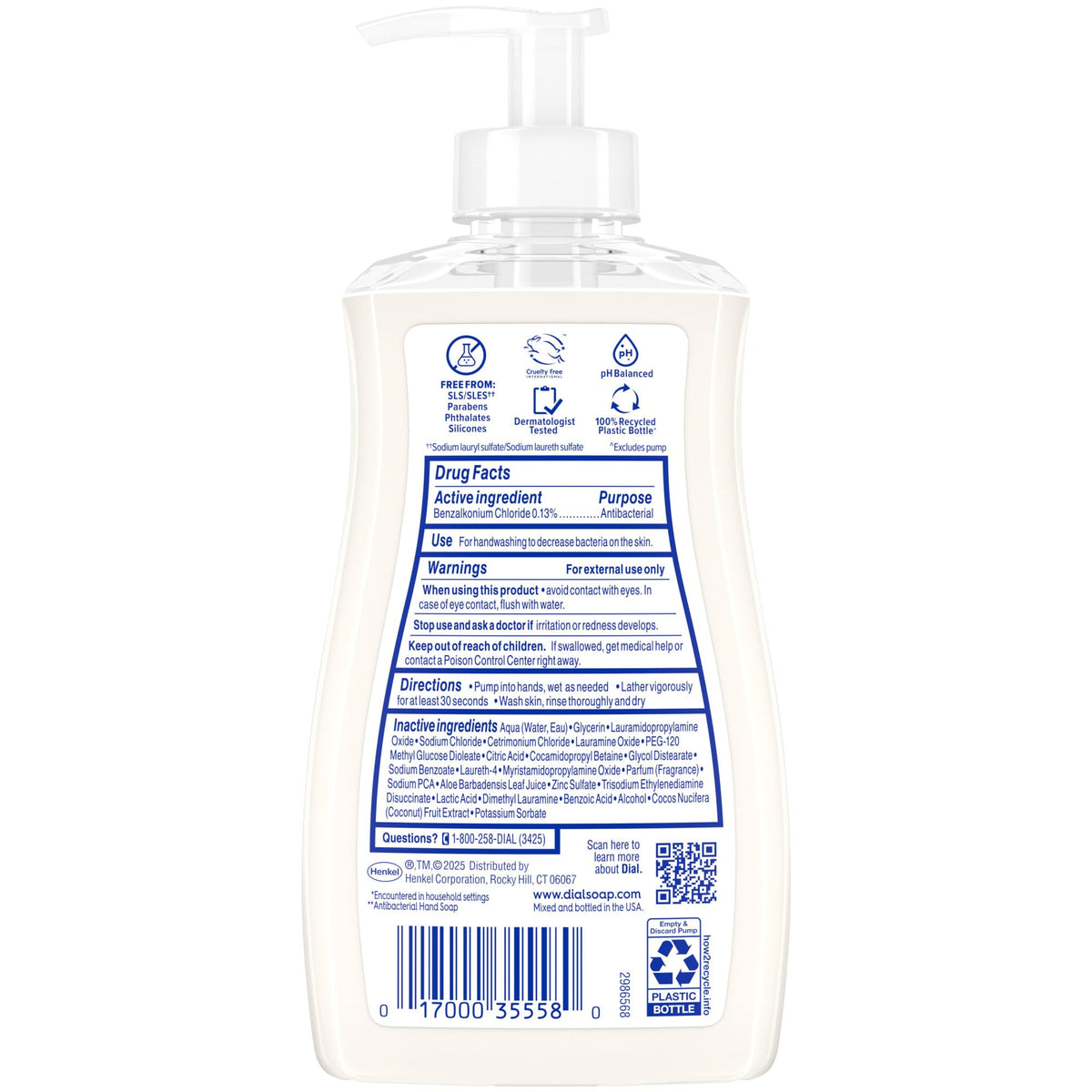 Four-pack of Dial Antibacterial Coconut Milk Hand Soap 11oz bottles