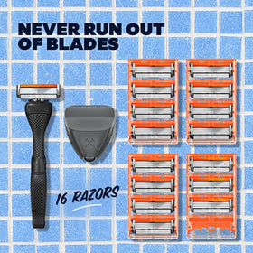 Four precision cut stainless steel blades included in the set