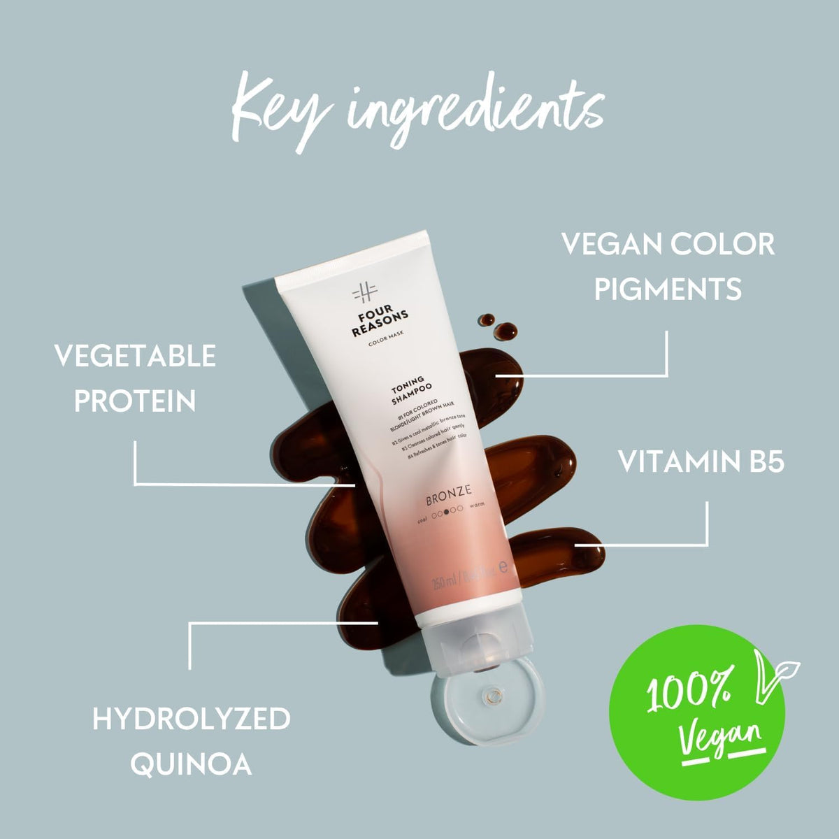 FOUR REASONS Color Mask Bronze with plant-based proteins