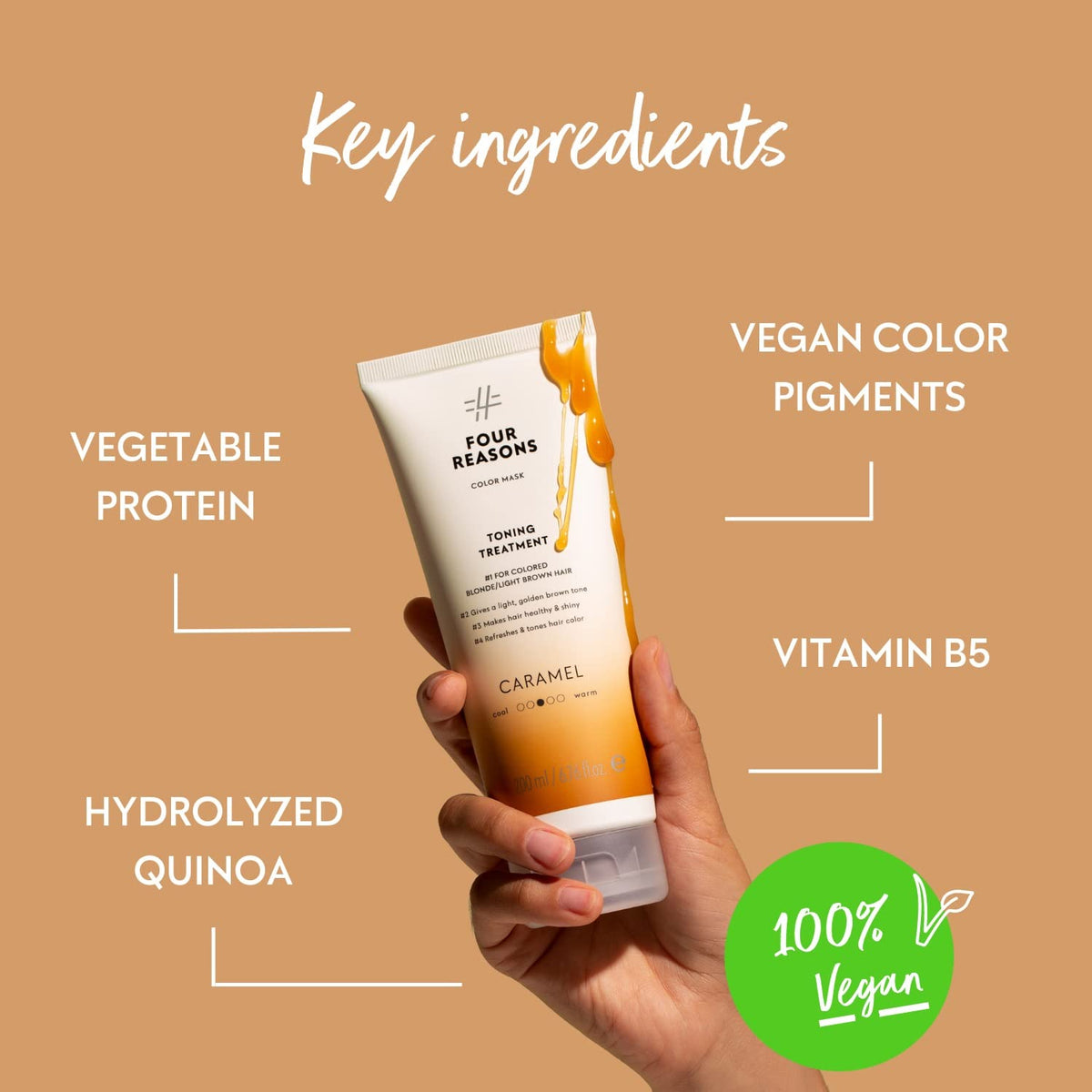 FOUR REASONS Color Mask Caramel with plant-based proteins