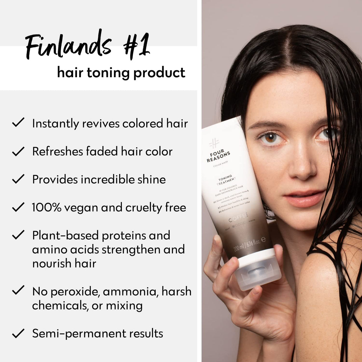 FOUR REASONS Color Mask Coffee on dark hair