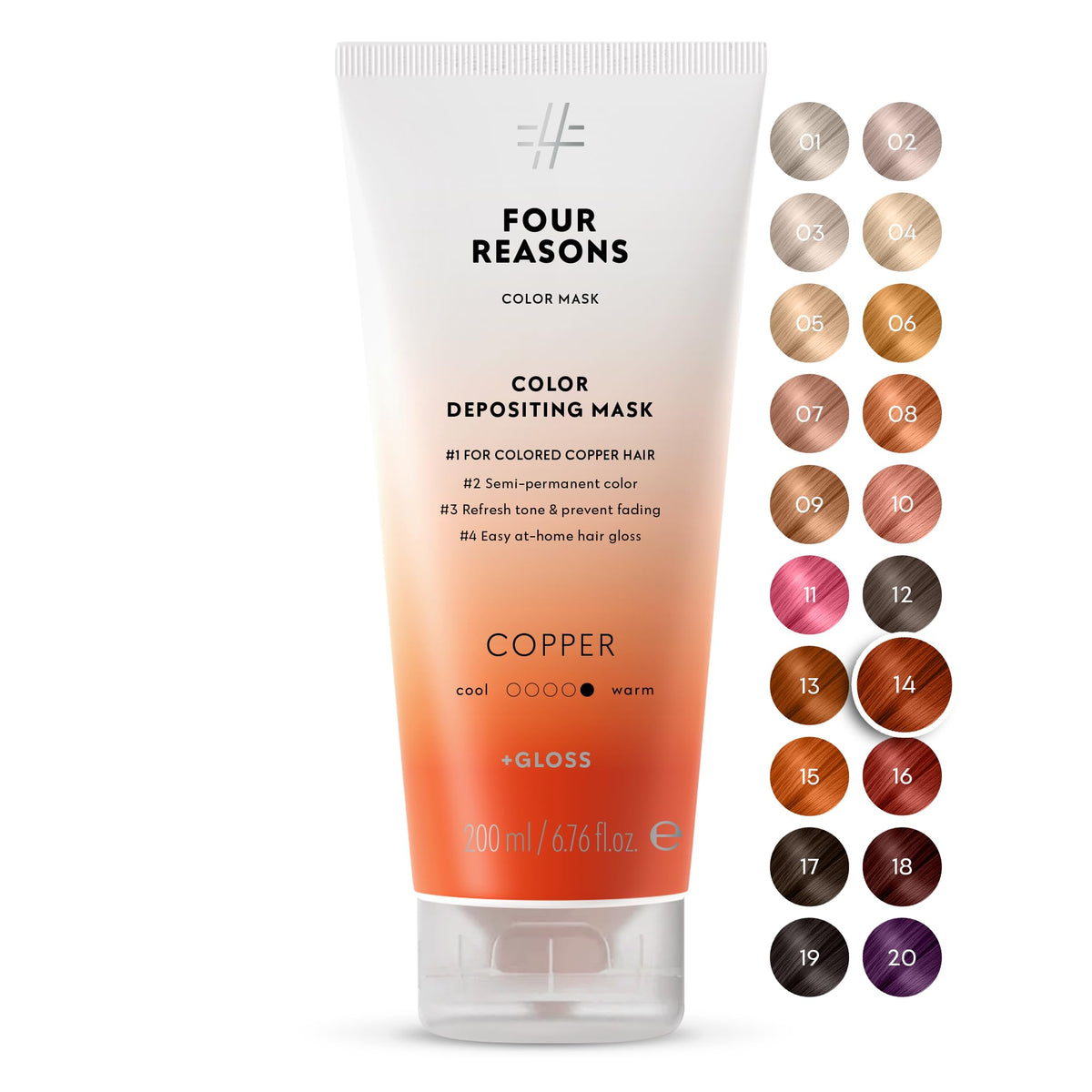 FOUR REASONS Color Mask Copper front view with packaging