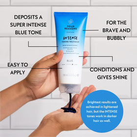 FOUR REASONS Color Mask INTENSE Blue application process on light hair