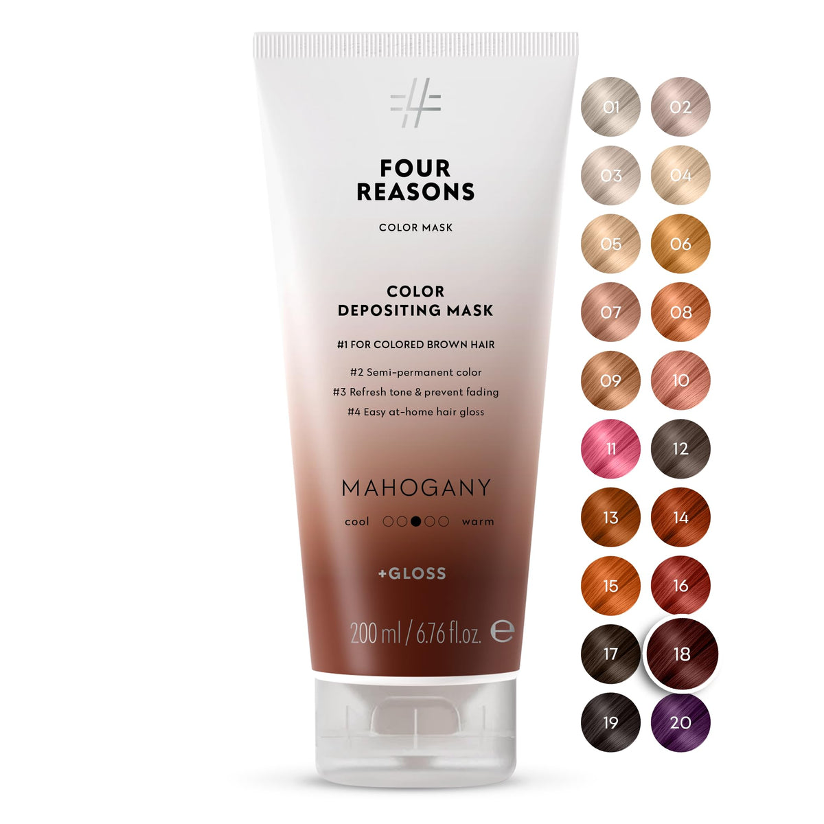 FOUR REASONS Color Mask Mahogany front view with packaging