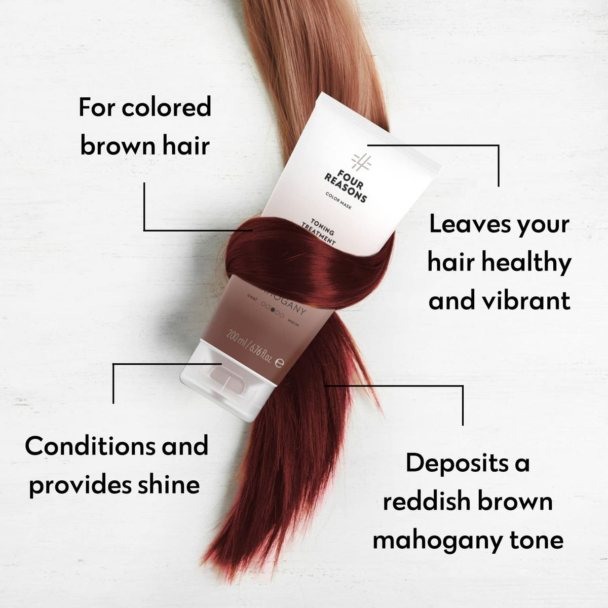 FOUR REASONS Color Mask Mahogany texture close-up
