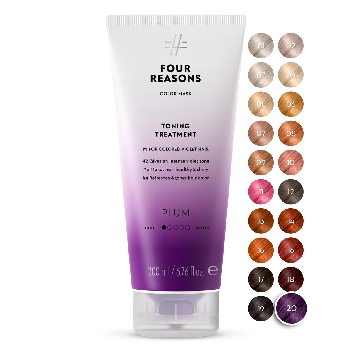 FOUR REASONS Color Mask Plum front view with packaging