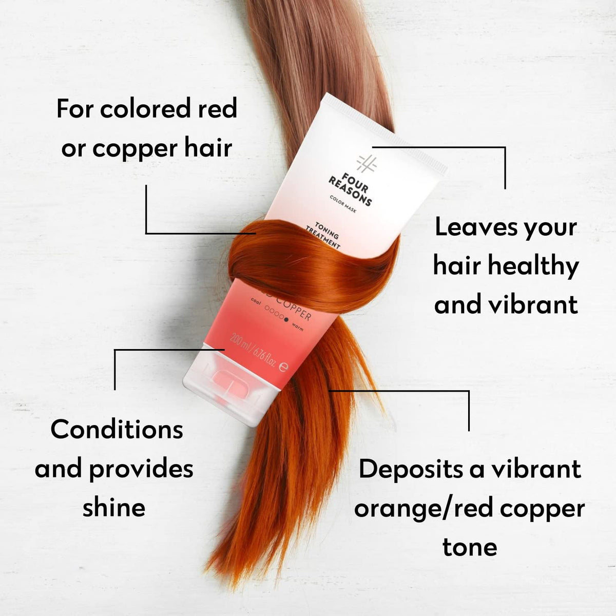 FOUR REASONS Color Mask Red Copper application in shower