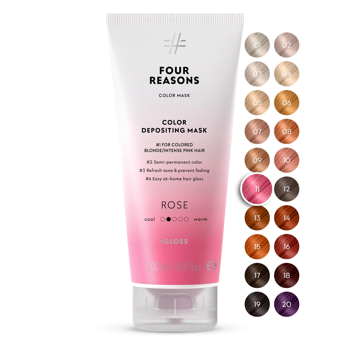 FOUR REASONS Color Mask Rose Pink front view with packaging